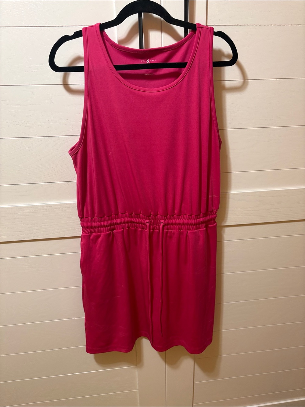 Sleeveless Fuchsia Pink Drawstring Waist dress